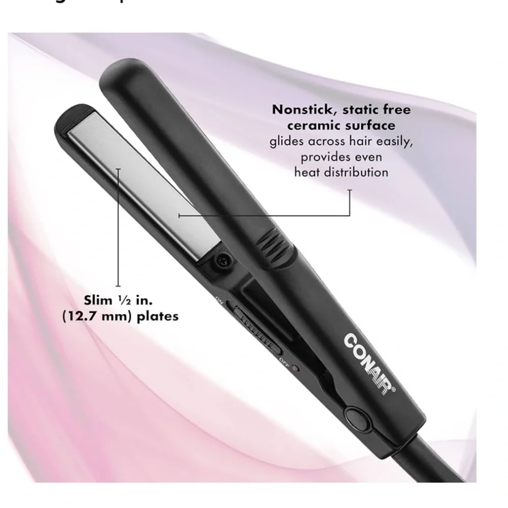 CONAIR MINI PRO HAIR STRAIGHTENER - 1/2" - BLACK - Picture 5 of 5